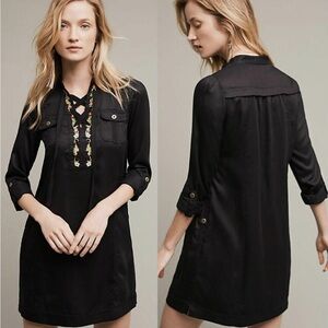 Anthropology HOLDING HORSES Black Tunic Top with embroidery NWT
